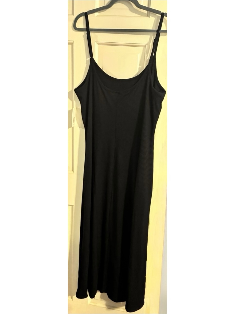 A New Day Black Ribbed Knit Maxi Dress Adjustable Straps Size 1X NWT